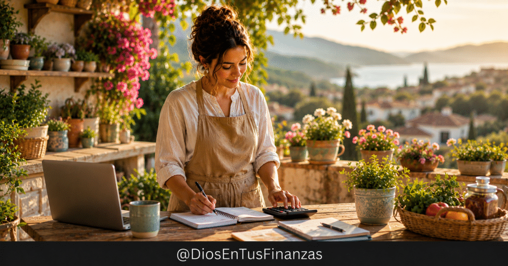 La mujer virtuosa de Proverbios 31: una mujer trabajando con dedicación junto a una Biblia abierta