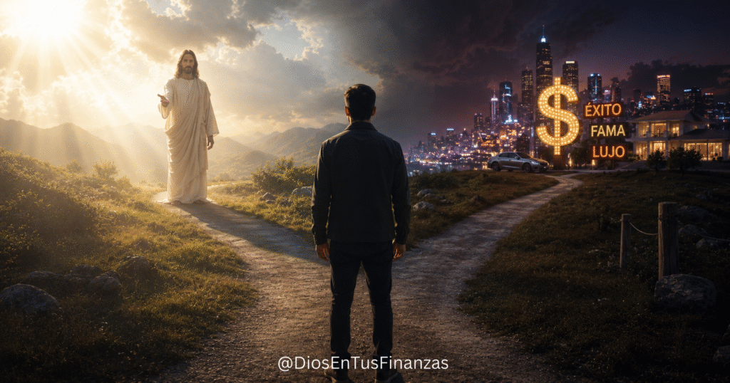 Servir a Dios y a las riquezas: dos caminos que se bifurcan junto a una Biblia abierta